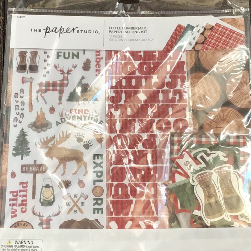 🏷 NEW The Paper Studio Little Lumberjack Papercrafting Kit 12"x12" 35 pieces